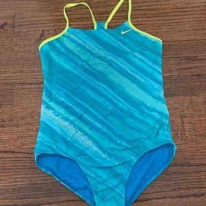 Girls Nike size 14 Blue and Neon Yellow One Piece